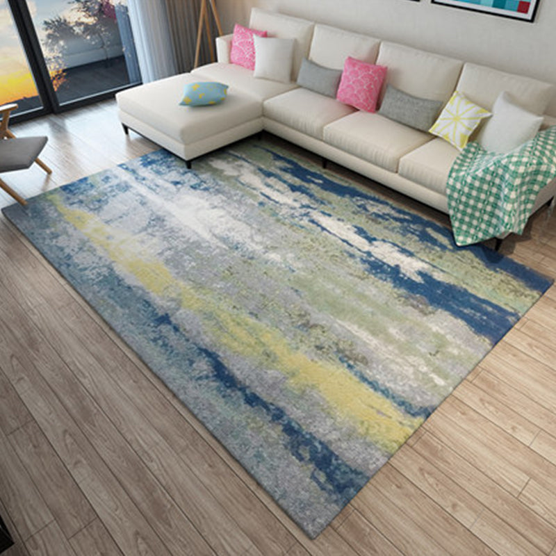 Nordic Living Room Rug Multicolor Abstract Print Area Carpet Polyster Easy Care Machine Washable Indoor Rug