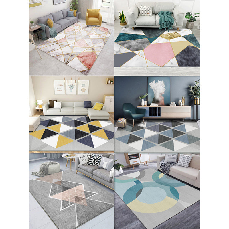 Creative Home Decoration Rug Multi Color Geometric Print Area Rug Polypropylene Anti-Slip Easy Care Carpet