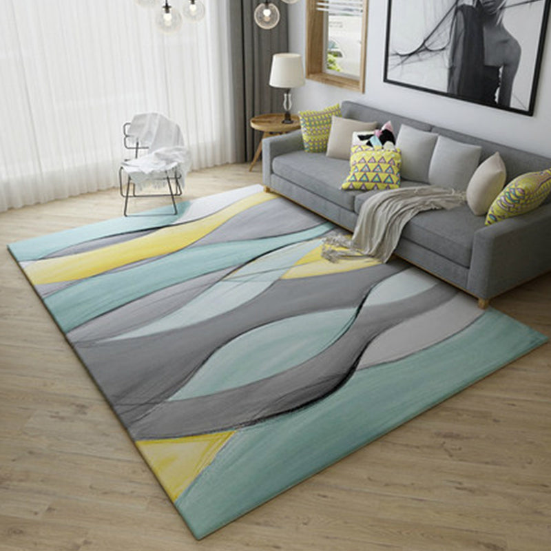 Modern Home Decor Rug Multi Color Abstract Print Area Carpet Synthetics Non-Slip Backing Pet Friendly Rug