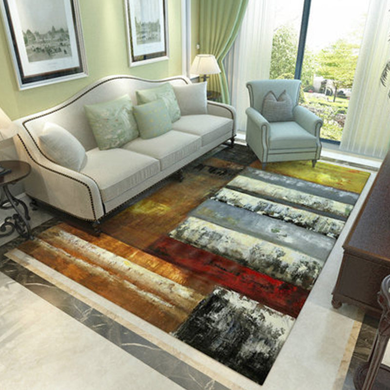 Modern Home Decor Rug Multi Color Abstract Print Area Carpet Synthetics Non-Slip Backing Pet Friendly Rug