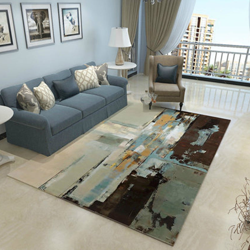 Modern Home Decor Rug Multi Color Abstract Print Area Carpet Synthetics Non-Slip Backing Pet Friendly Rug