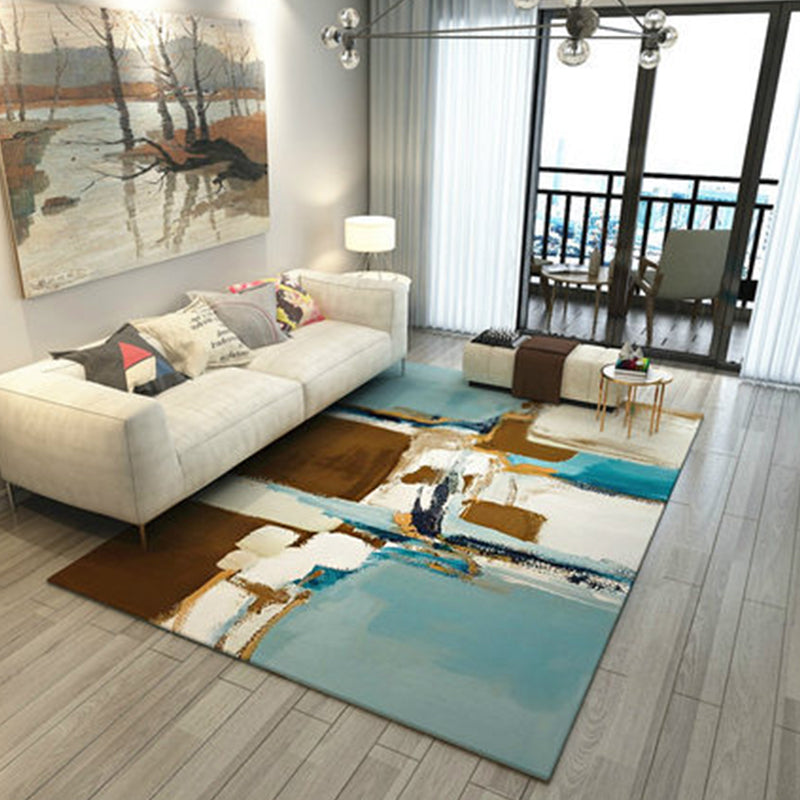 Modern Home Decor Rug Multi Color Abstract Print Area Carpet Synthetics Non-Slip Backing Pet Friendly Rug