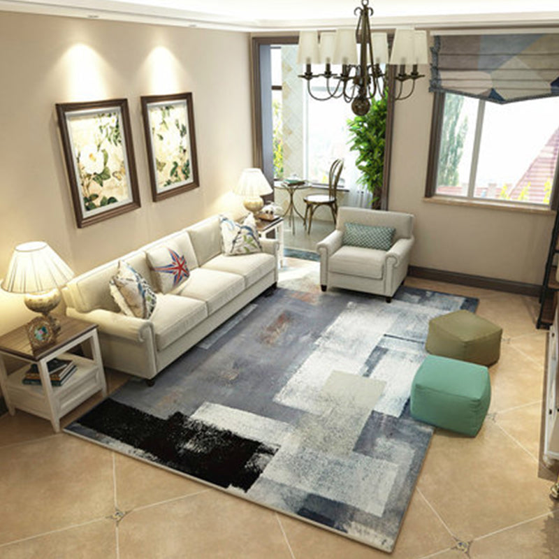 Modern Home Decor Rug Multi Color Abstract Print Area Carpet Synthetics Non-Slip Backing Pet Friendly Rug