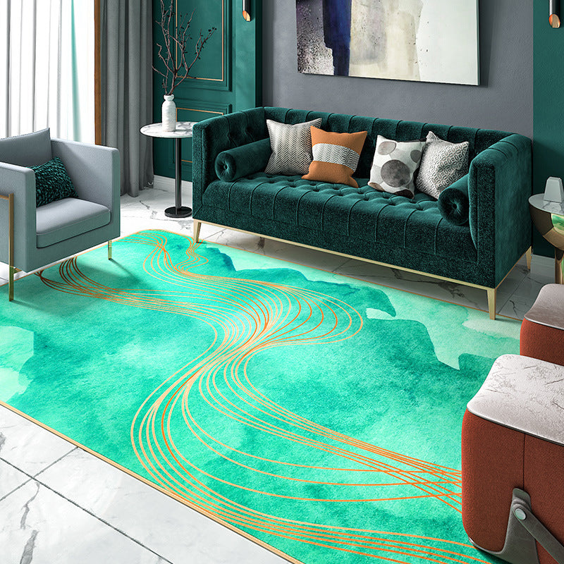 Multi Color Contemporary Rug Synthetics Geometric Print Area Carpet Non-Slip Backing Stain-Resistant Rug for Room