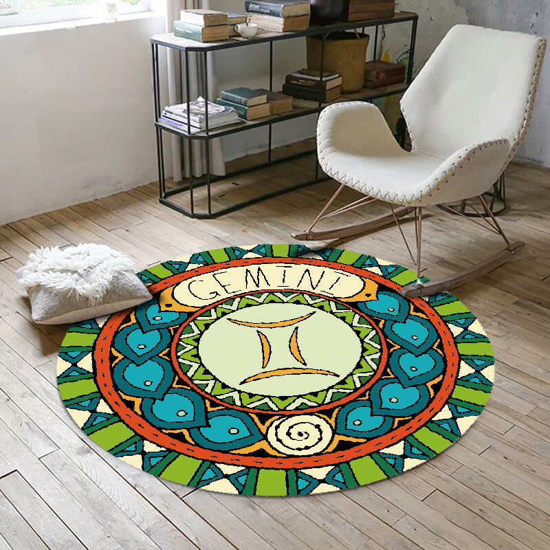 Modern Cartoon Print Rug Multi-Color Polyster Area Rug Anti-Slip Backing Machine Washable Carpet for Kids Room
