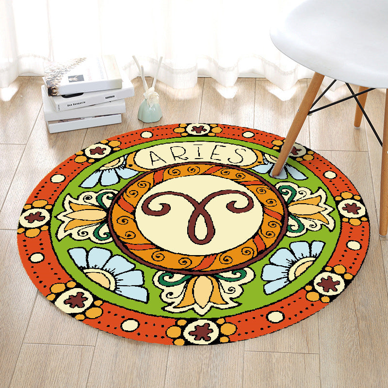 Modern Cartoon Print Rug Multi-Color Polyster Area Rug Anti-Slip Backing Machine Washable Carpet for Kids Room