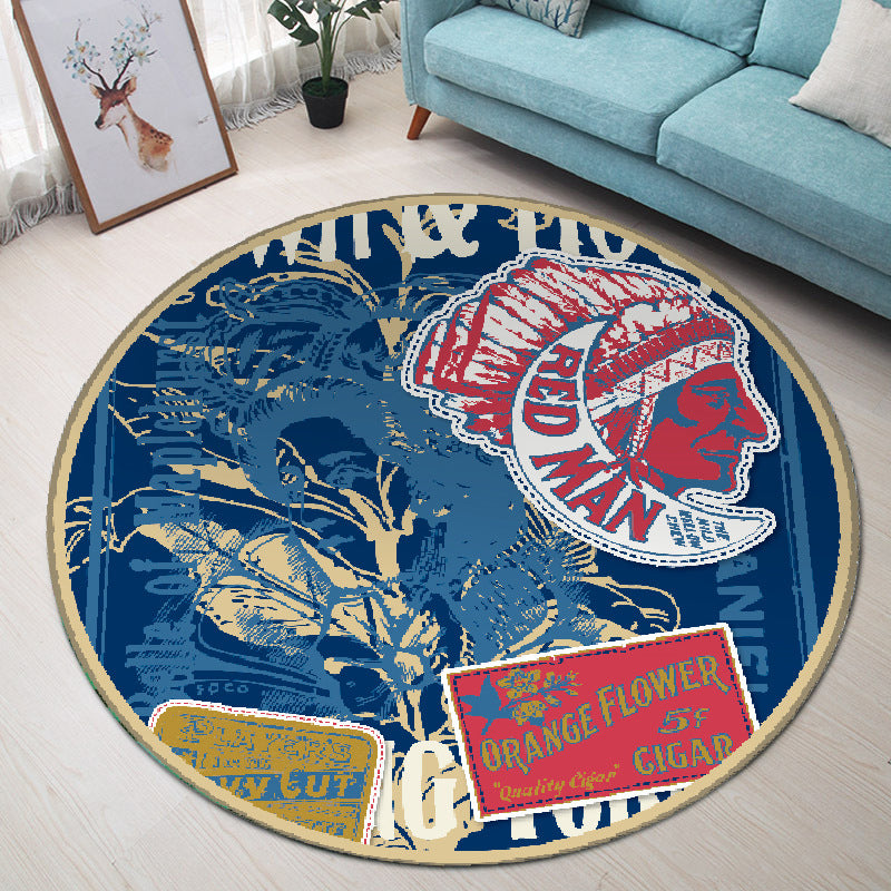 Modern Cartoon Print Rug Multi-Color Polyster Area Rug Anti-Slip Backing Machine Washable Carpet for Kids Room