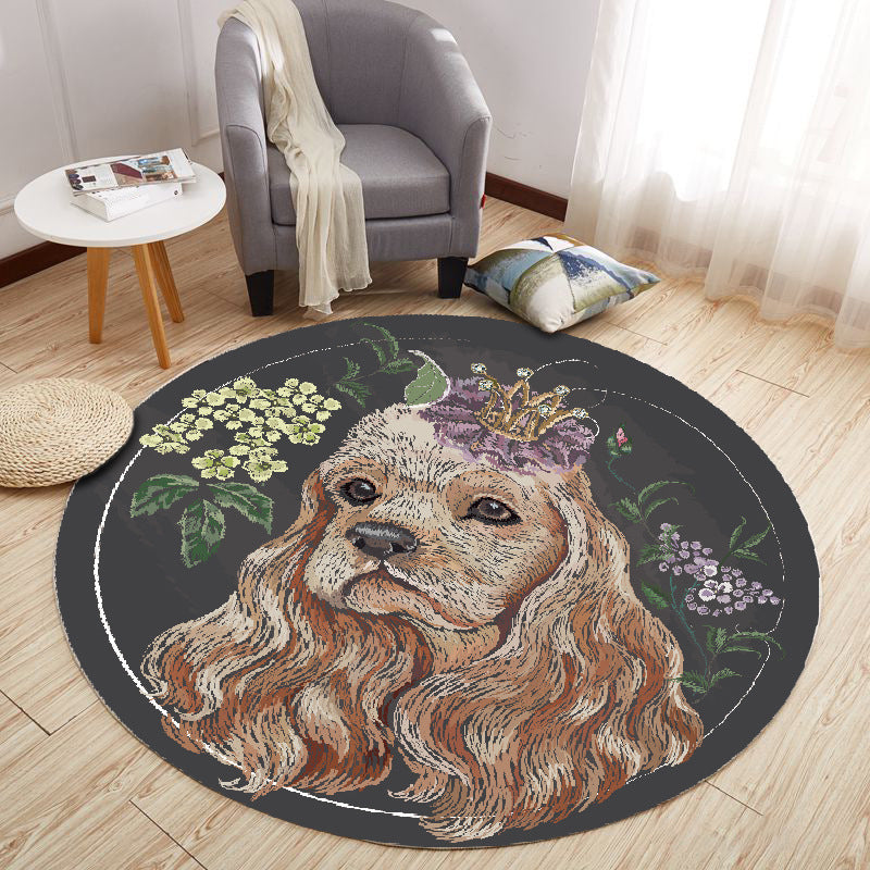 Modern Cartoon Print Rug Multi-Color Polyster Area Rug Anti-Slip Backing Machine Washable Carpet for Kids Room