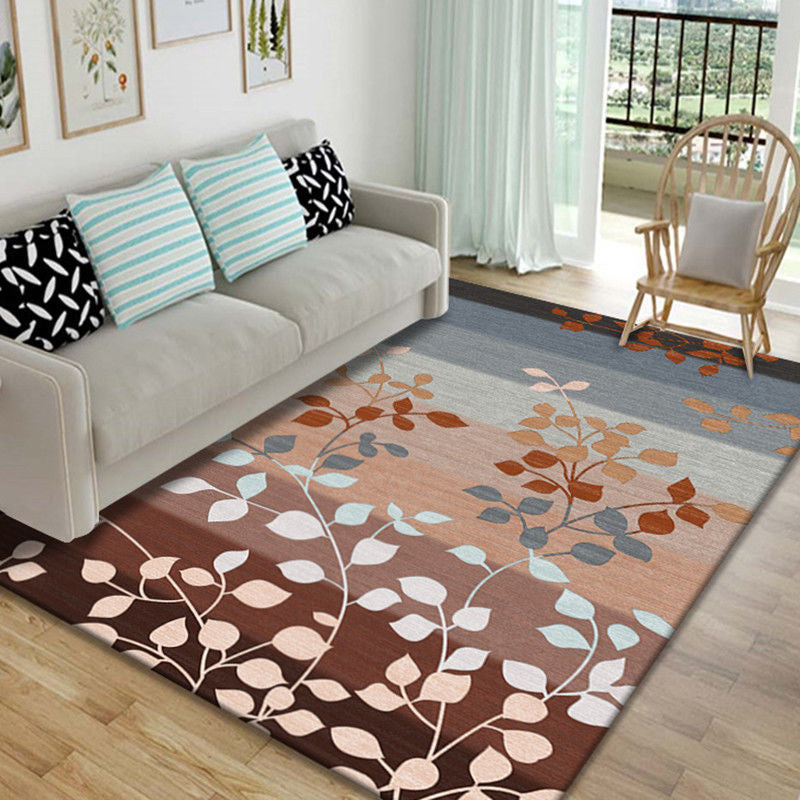 Nordic Bedroom Rug Multi Colored Plant Printed Area Rug Polypropylene Pet Friendly Stain-Resistant Carpet