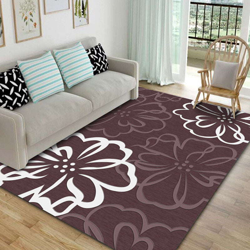 Nordic Bedroom Rug Multi Colored Plant Printed Area Rug Polypropylene Pet Friendly Stain-Resistant Carpet