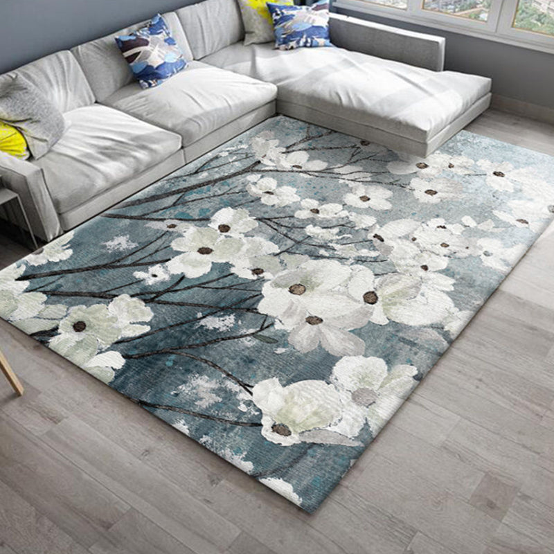 Nordic Bedroom Rug Multi Colored Plant Printed Area Rug Polypropylene Pet Friendly Stain-Resistant Carpet