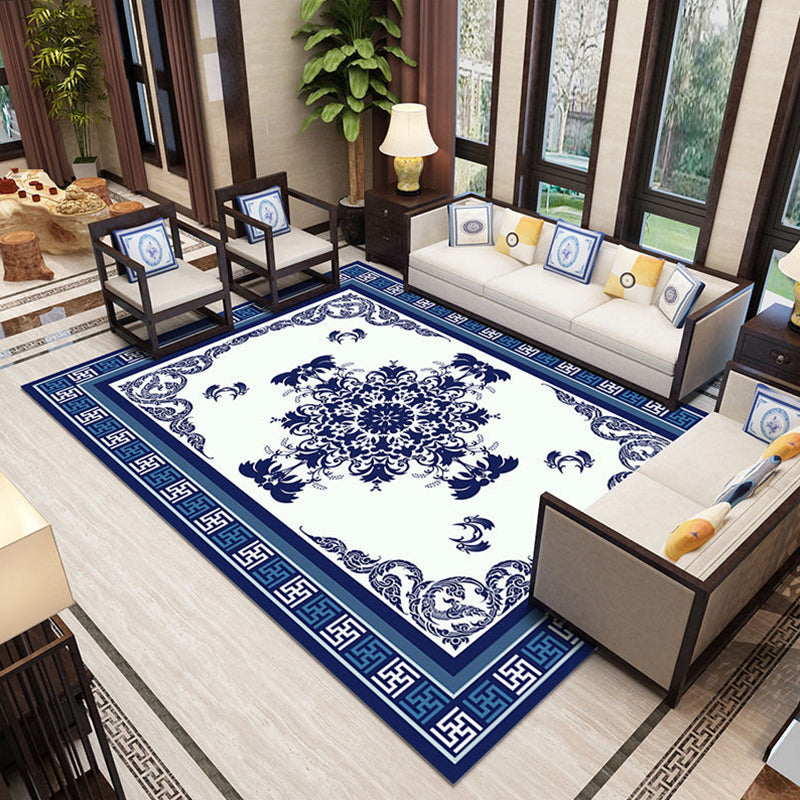 Classic Living Room Rug Multi Colored Plant Pattern Area Rug Polyster Non-Slip Easy Care Carpet