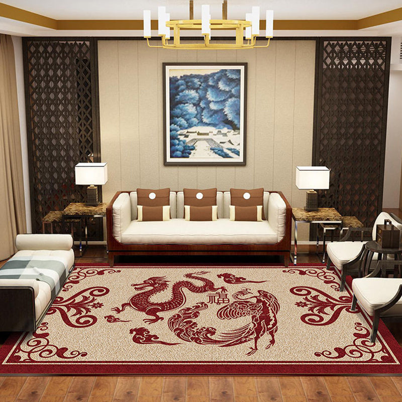 Classic Living Room Rug Multi Colored Plant Pattern Area Rug Polyster Non-Slip Easy Care Carpet