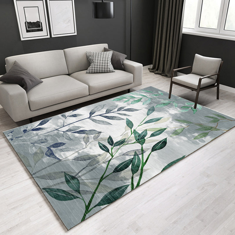 Multi Colored Plant Print Rug Polypropylene Simplicity Carpet Non-Slip Pet Friendly Indoor Rug for Living Room