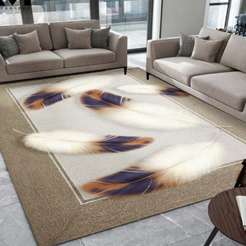 Multi Colored Plant Print Rug Polypropylene Simplicity Carpet Non-Slip Pet Friendly Indoor Rug for Living Room