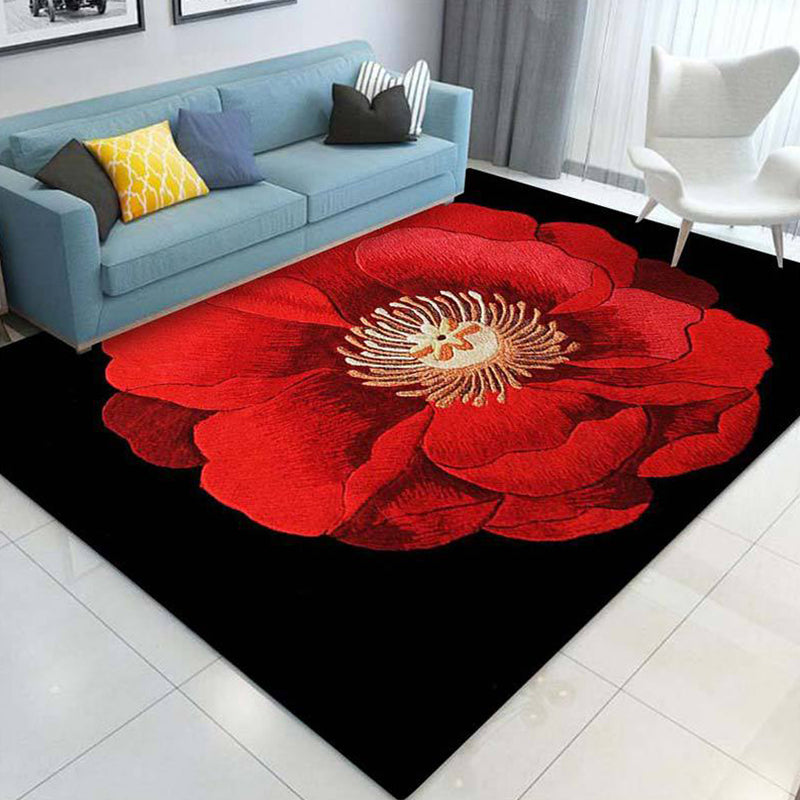 Multi Colored Plant Print Rug Polypropylene Simplicity Carpet Non-Slip Pet Friendly Indoor Rug for Living Room