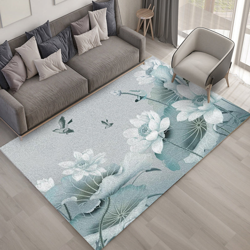 Multi Colored Plant Print Rug Polypropylene Simplicity Carpet Non-Slip Pet Friendly Indoor Rug for Living Room