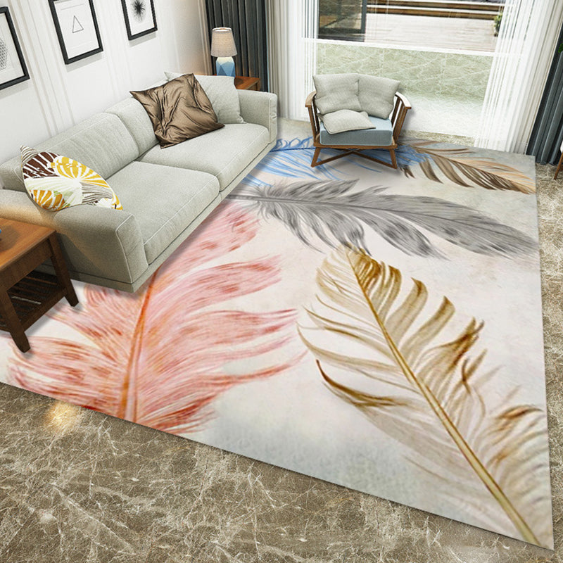 Creative Bedroom Rug Multi Colored Plant Indoor Rug Synthetics Easy Care Machine Washable Carpet