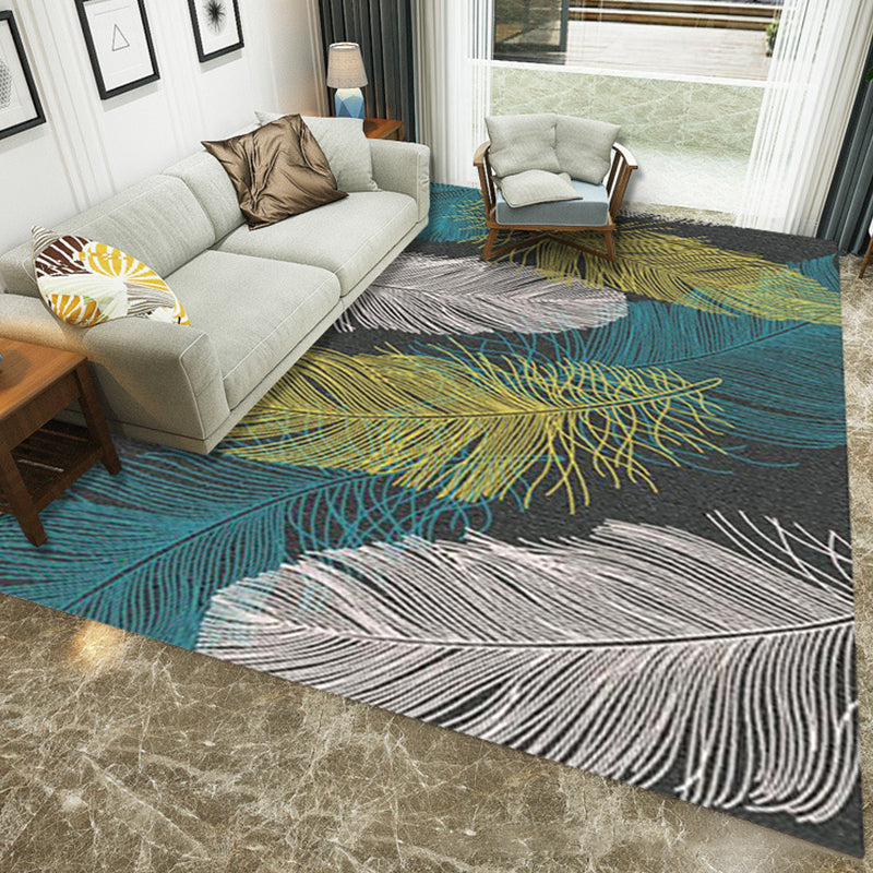 Creative Bedroom Rug Multi Colored Plant Indoor Rug Synthetics Easy Care Machine Washable Carpet