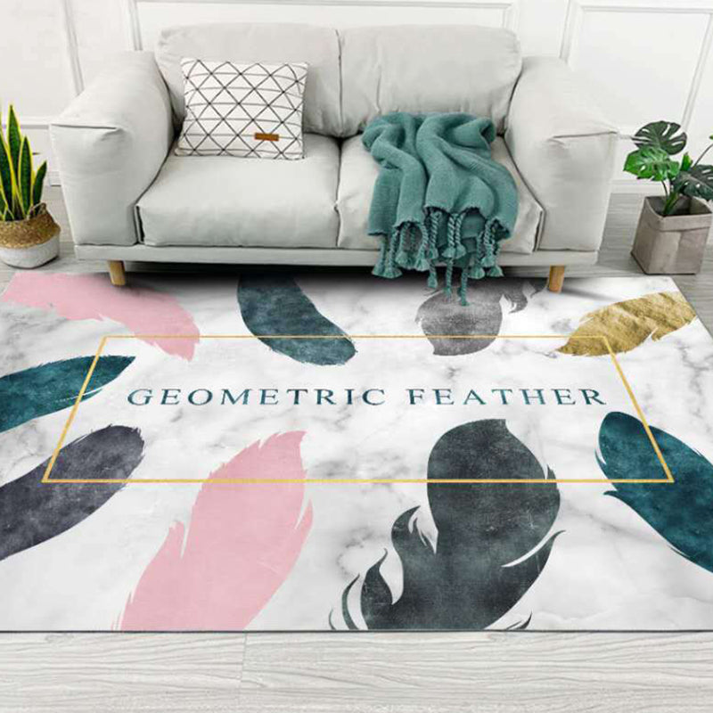 Luxury Living Room Rug Multi Colored Plant Pattern Carpet Polypropylene Machine Washable Anti-Slip Rug