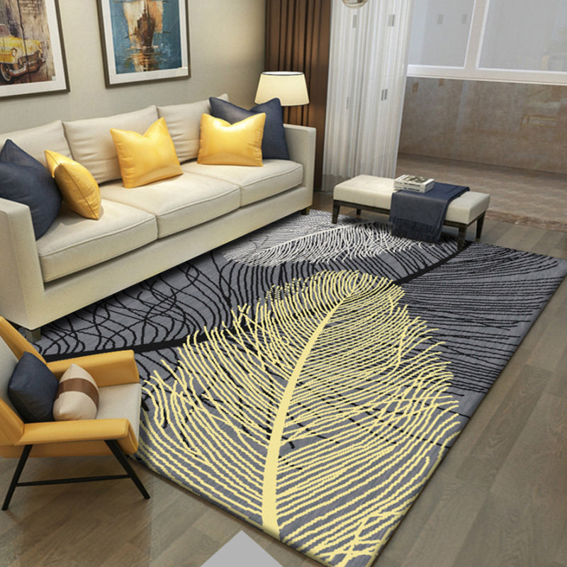 Luxury Living Room Rug Multi Colored Plant Pattern Carpet Polypropylene Machine Washable Anti-Slip Rug
