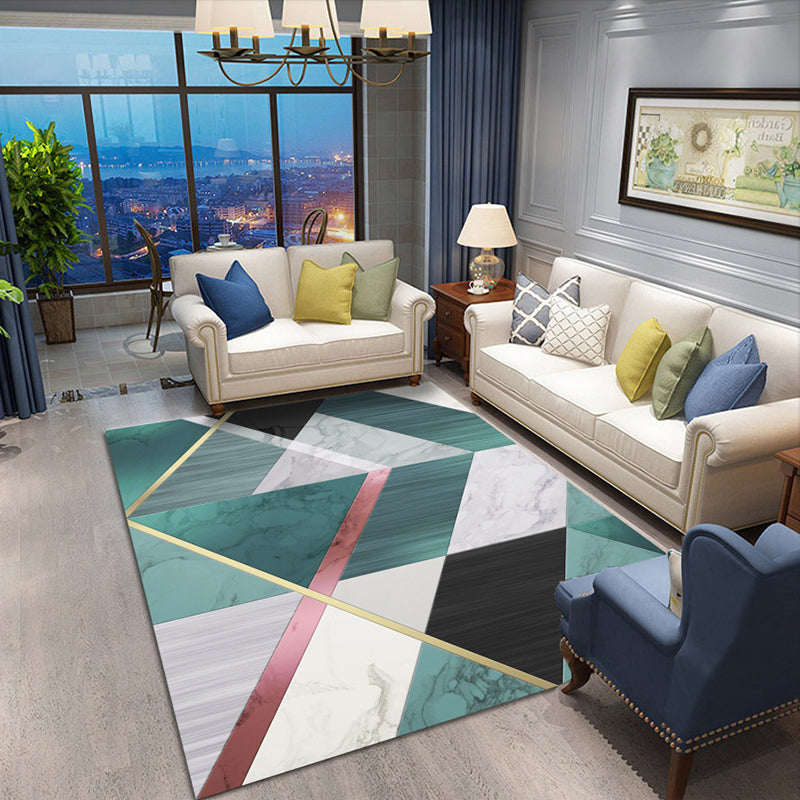 Luxury Living Room Rug Multi Colored Plant Pattern Carpet Polypropylene Machine Washable Anti-Slip Rug