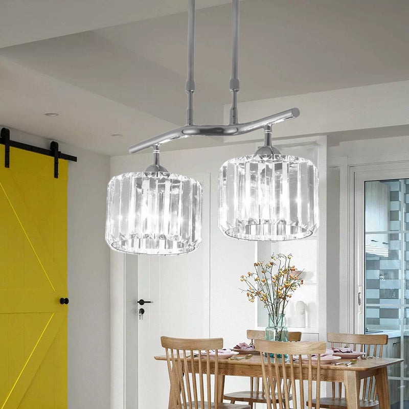 2/3 bollen eetkamer eiland hanger modern chroom hangend plafondlicht met trommelkristallen schaduw