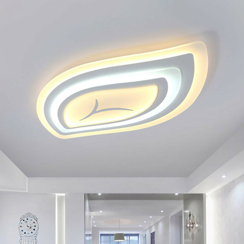 Plafonnier LED à encastrer en forme de feuille, plafonnier simple en acrylique pour salon, blanc