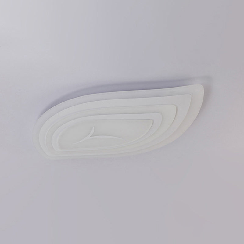 Plafonnier LED à encastrer en forme de feuille, plafonnier simple en acrylique pour salon, blanc