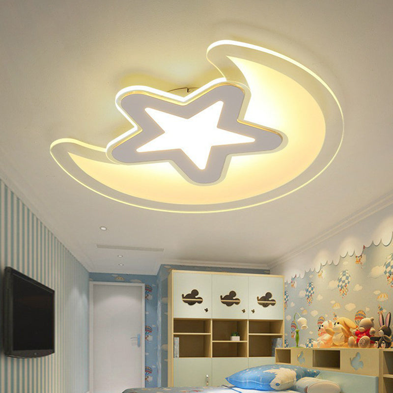 Klare Halbmond und Stern LED Flush Mount Moderne Acryl Flushmount Deckenleuchte für Kindergarten