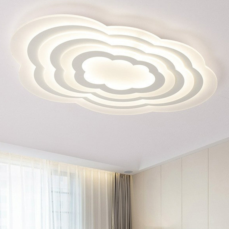 Cloud Kids Bedroom Flush Ceiling Light Acrylic Contemporary LED Flush Mount Lighting Fixture in White