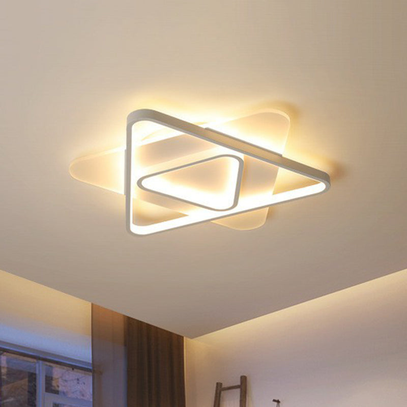 Triangle salon plafonnier acrylique contemporain LED encastré luminaire en blanc