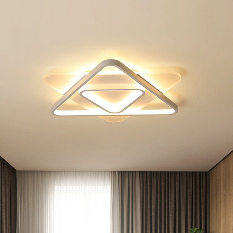 Triangle salon plafonnier acrylique contemporain LED encastré luminaire en blanc