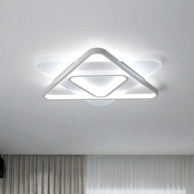 Triangle salon plafonnier acrylique contemporain LED encastré luminaire en blanc