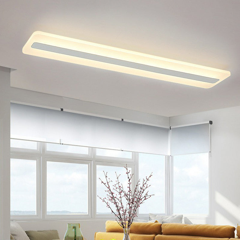 Semplicità Rectangle LED Flush Mount Light Acrylic Living Room Flush Mount Ceiling Light in White