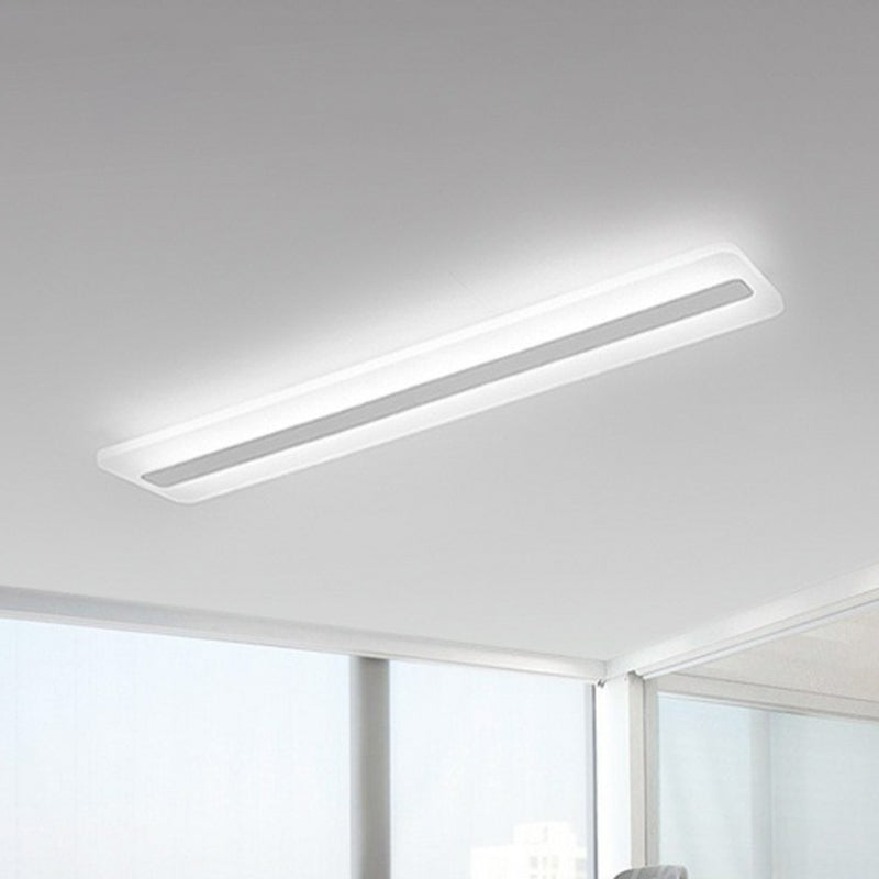 Semplicità Rectangle LED Flush Mount Light Acrylic Living Room Flush Mount Ceiling Light in White