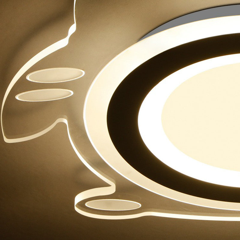 Cartoon Penguin LED Flush Mount Light Acrylique Bedroom Flush Mount Ceiling Light in Clear