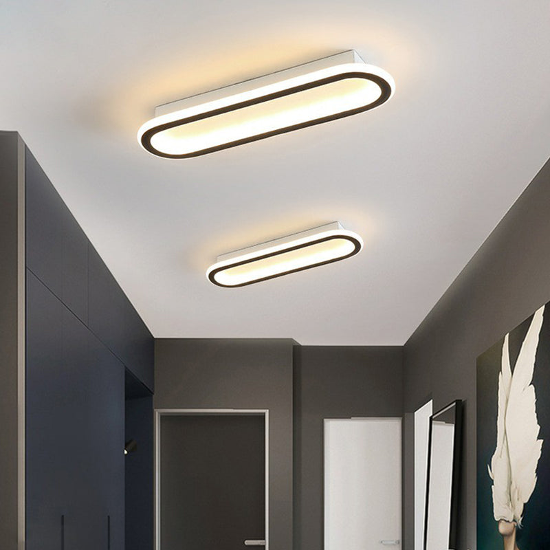 Plafonnier linéaire à LED de style moderne en acrylique pour couloir, luminaire de plafond en noir