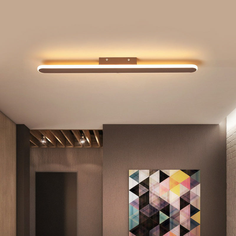 Luz de techo empotrada de color café moderna con montaje empotrado LED metálico de forma lineal para pasillo