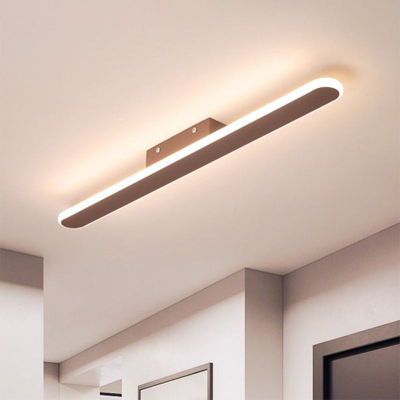 Luz de techo empotrada de color café moderna con montaje empotrado LED metálico de forma lineal para pasillo