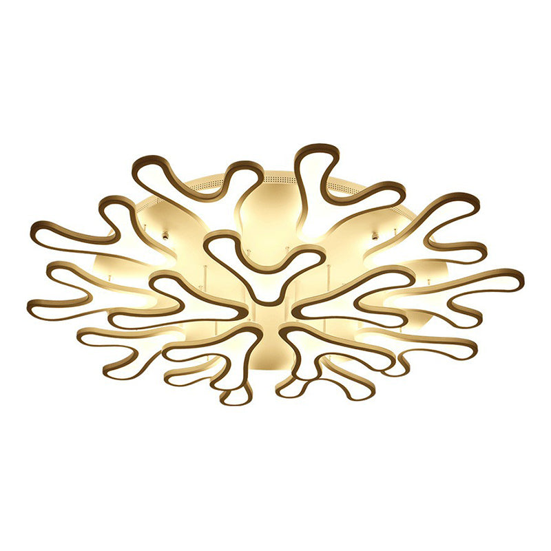 Acrylic Coral LED Semi Flush Lighting Modern Style White Ceiling Mounted Light Fixture