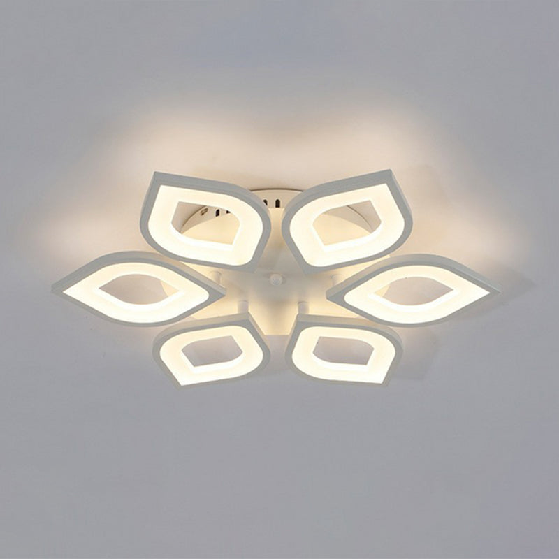 Petal Living Room LED Semi Vaciado Ligero de Acrílico Simplicidad de techo de techo en blanco
