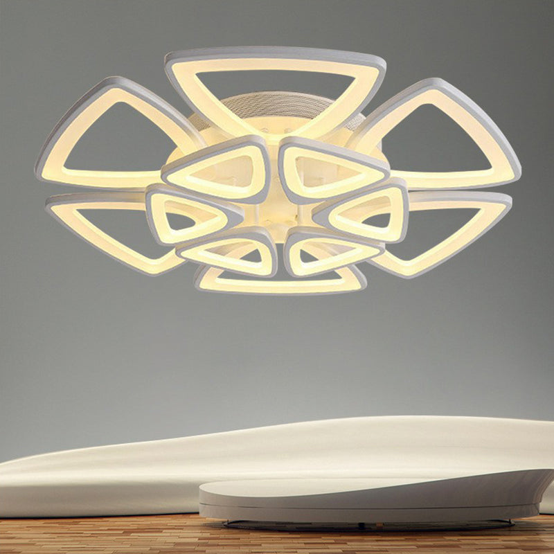 Moderne Blume LED LED SEMI BUSH LELLEN Acryl Wohnzimmer Deckenleuchte in Weiß montiert