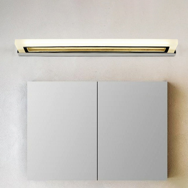 Rectangle LED Vanity Light Postmodern Acrylic Bathroom Sconce Light Fixture in Chrome