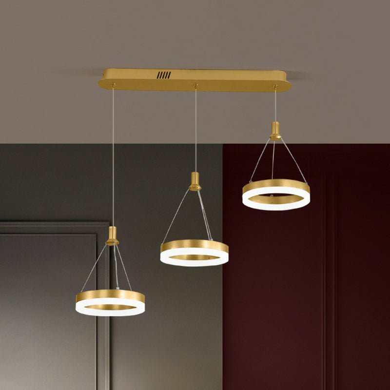 Contemporary Geometric LED Multi Ceiling Lamp Metallic 3 Bulbs Dining Room Suspension Light Fixture