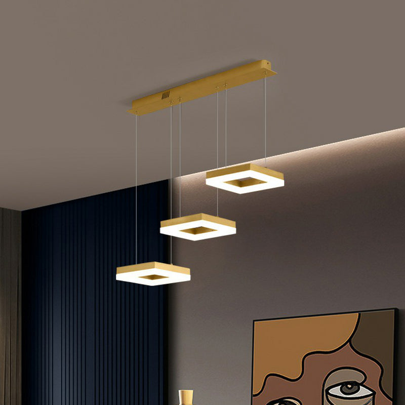 Contemporary Geometric LED Multi Ceiling Lamp Metallic 3 Bulbs Dining Room Suspension Light Fixture