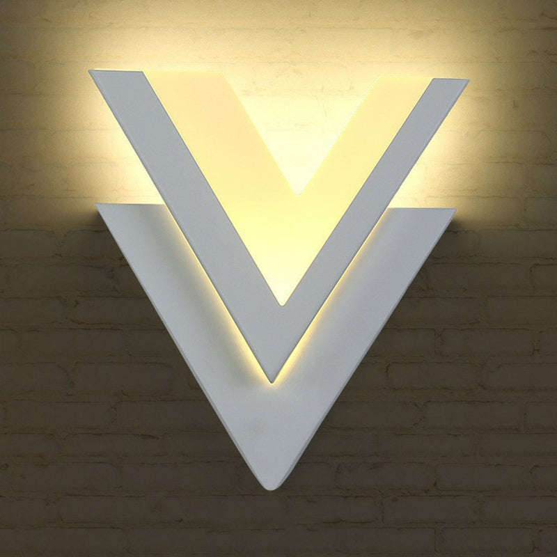 V-Shaped LED Wall Mounted Light Simplicity Acrylic Living Room Wall Sconce Lighting in White