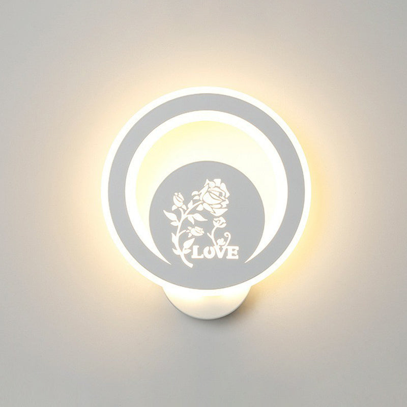 Modern Circular Shaped Sconce Lighting Acrylic Living Room LED Wall Light Fixture in White