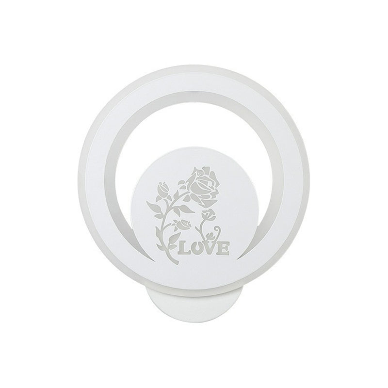 Modern Circular Shaped Sconce Lighting Acrylic Living Room LED Wall Light Fixture in White
