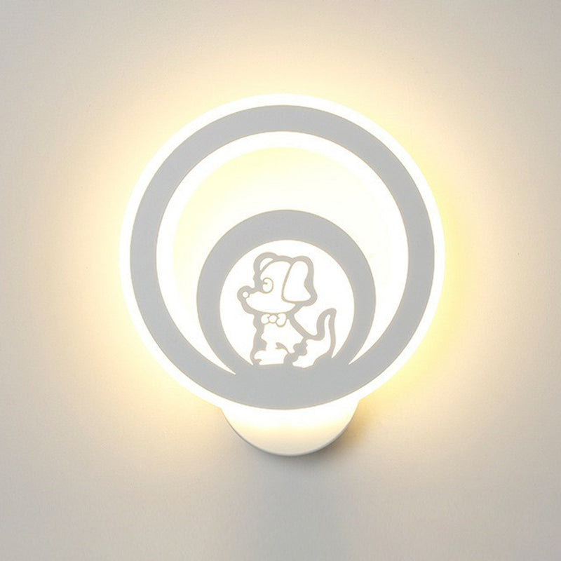 Modern Circular Shaped Sconce Lighting Acrylic Living Room LED Wall Light Fixture in White